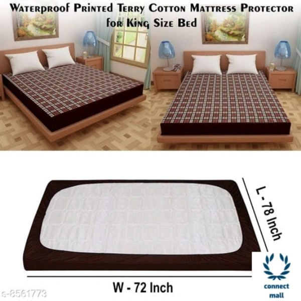 Glassiano Printed Waterproof & Dustproof Mattress Protector 78 Inch Long And 72 Inch Width  - LXW:72inX78in, Maroown